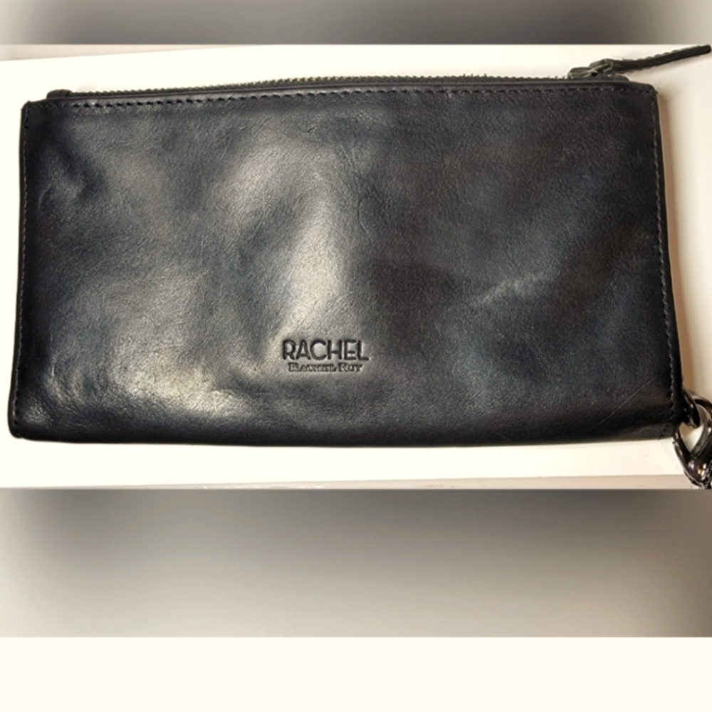 Rachel Roy Black Leather Wallet W/ Card Slots